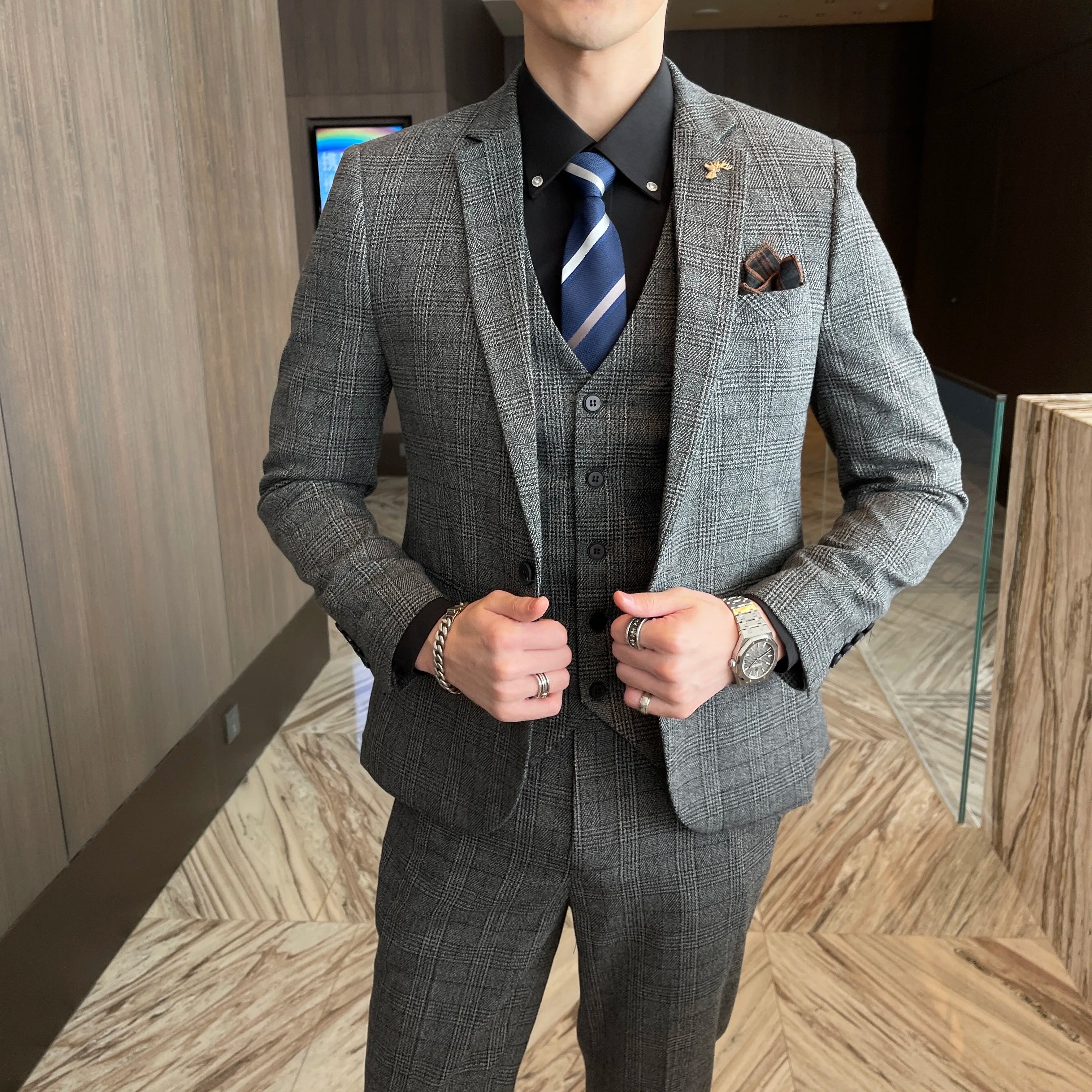 Carlo | Completo Uomo Tre Pezzi Slim Fit a Quadri