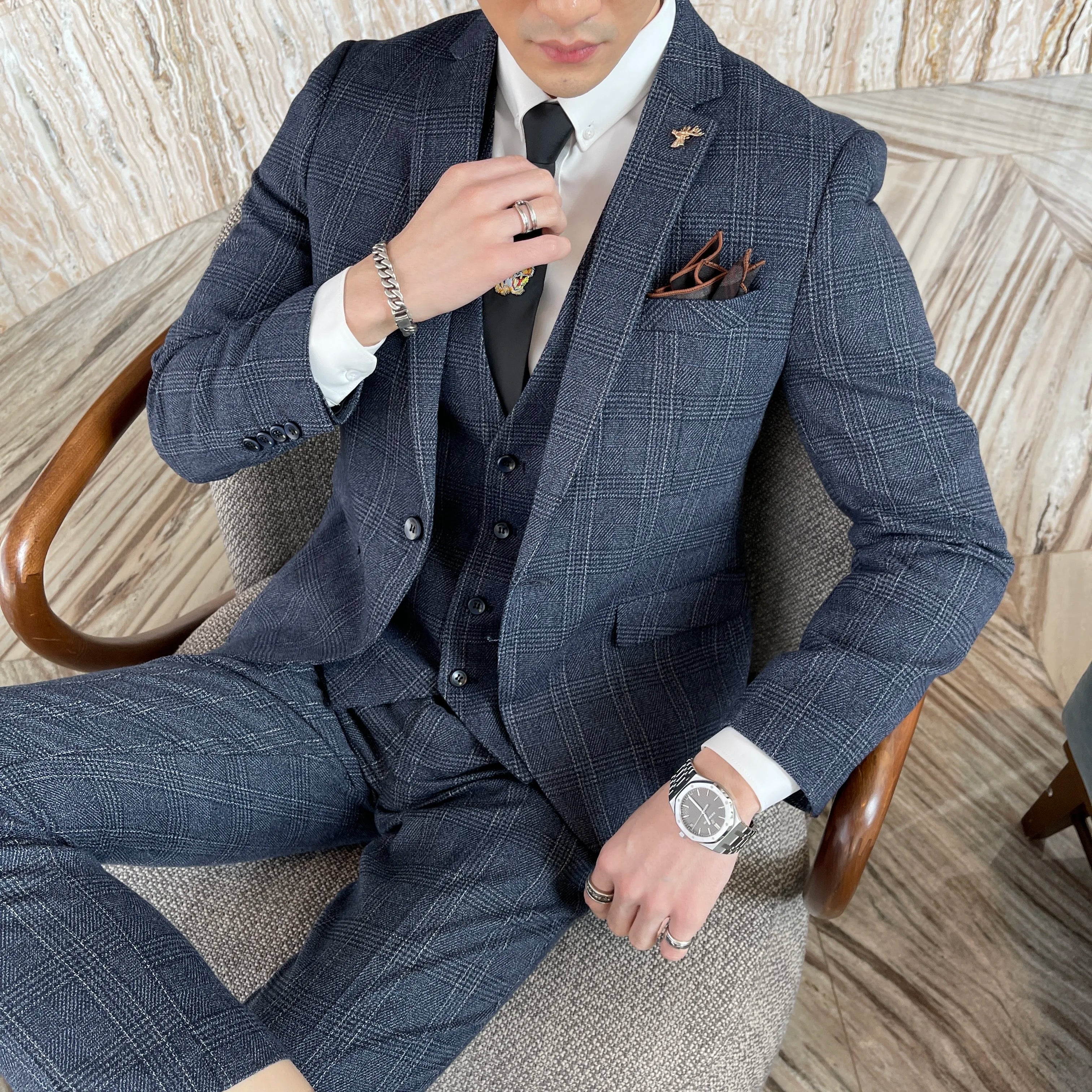 Carlo | Completo Uomo Tre Pezzi Slim Fit a Quadri 7