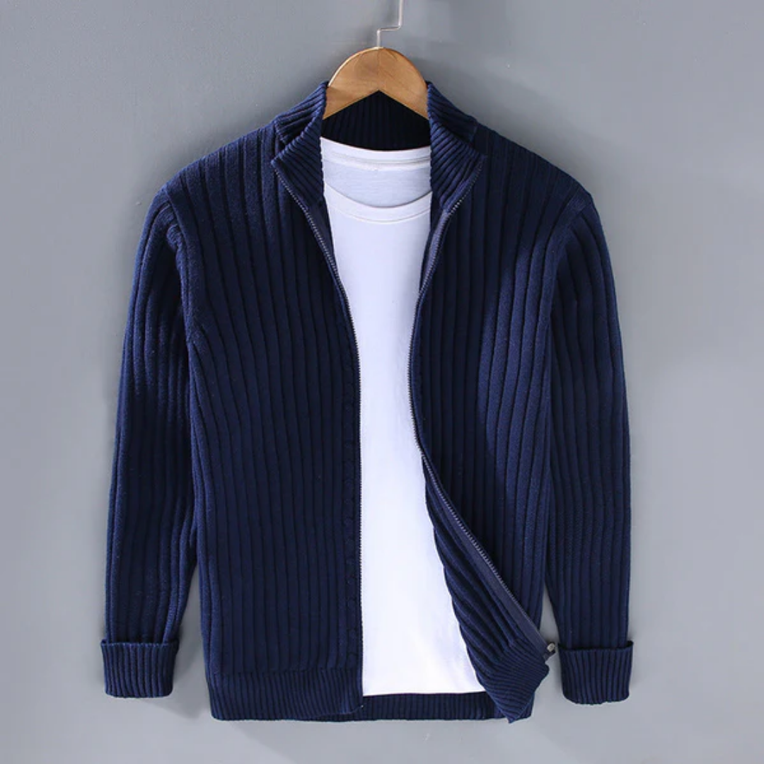 Cavira | Cardigan Maglia Autunnale con Zip Blu scuro