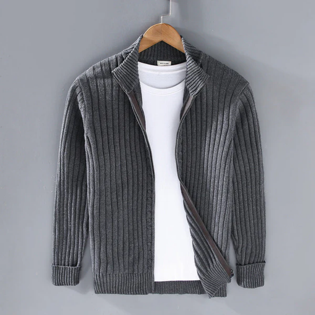 Cavira | Cardigan Maglia Autunnale con Zip Grigio