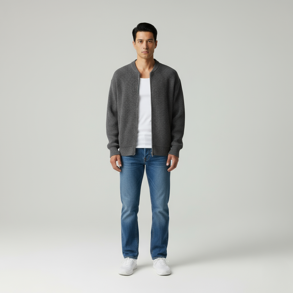 Cavolo | Cardigan con Zip e Collo Alto