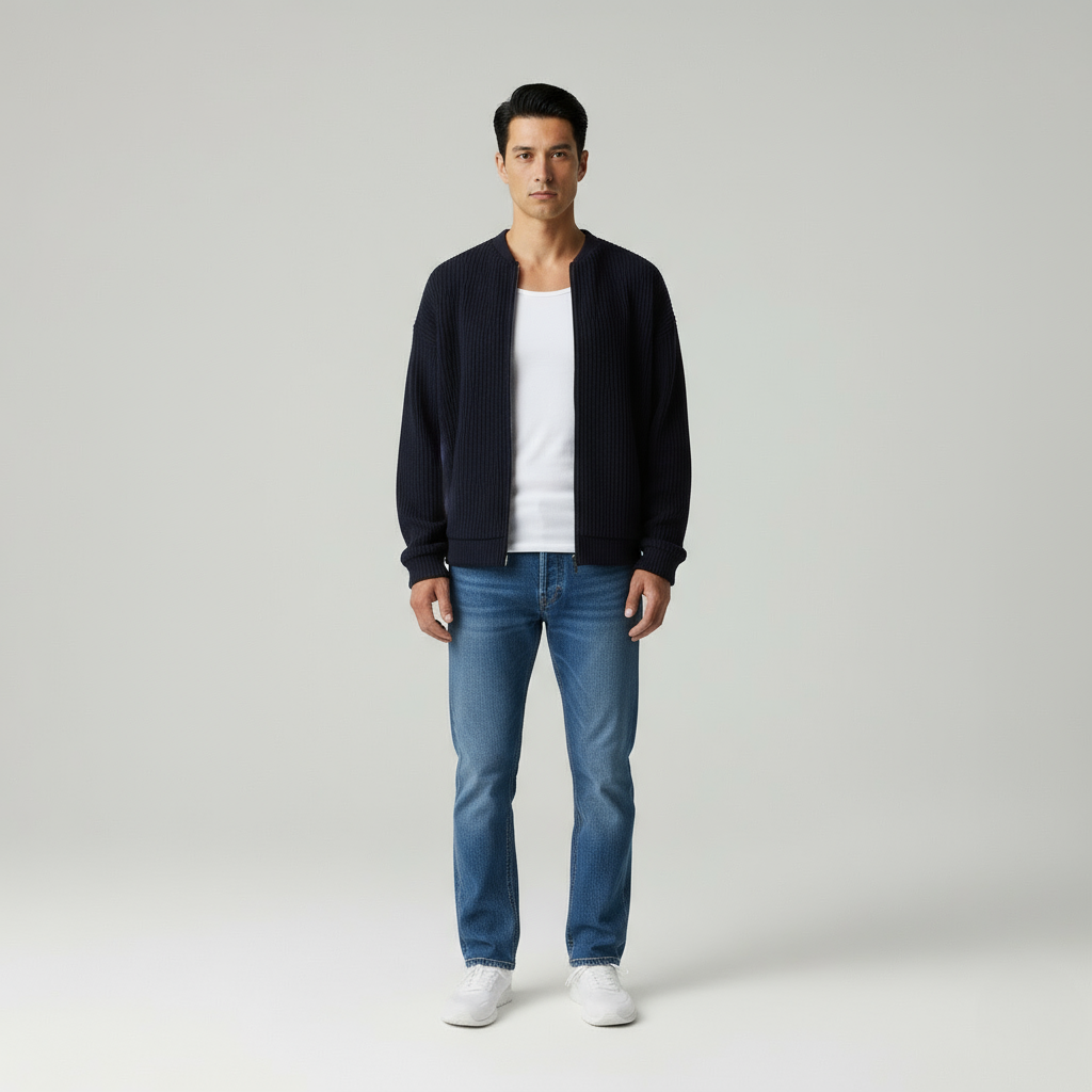 Cavolo | Cardigan con Zip e Collo Alto