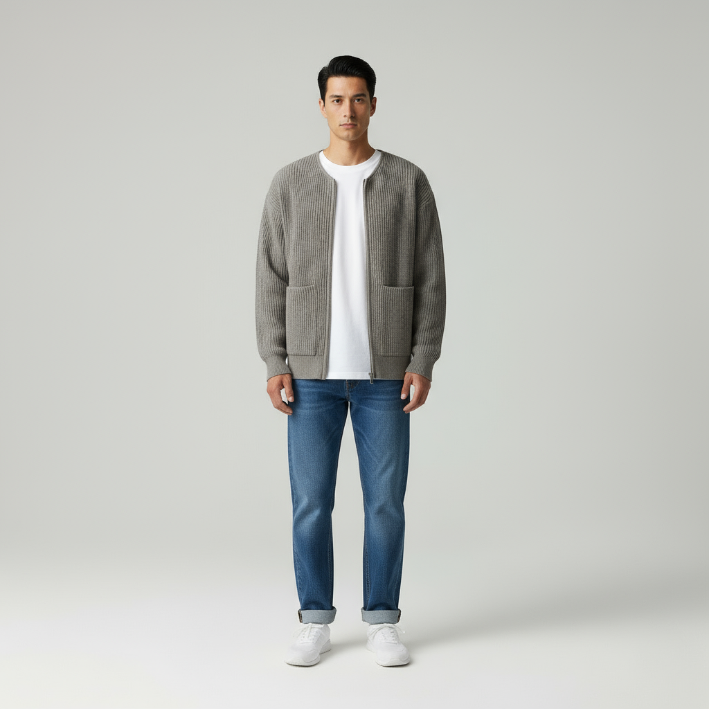 Cavolo | Cardigan con Zip e Collo Alto