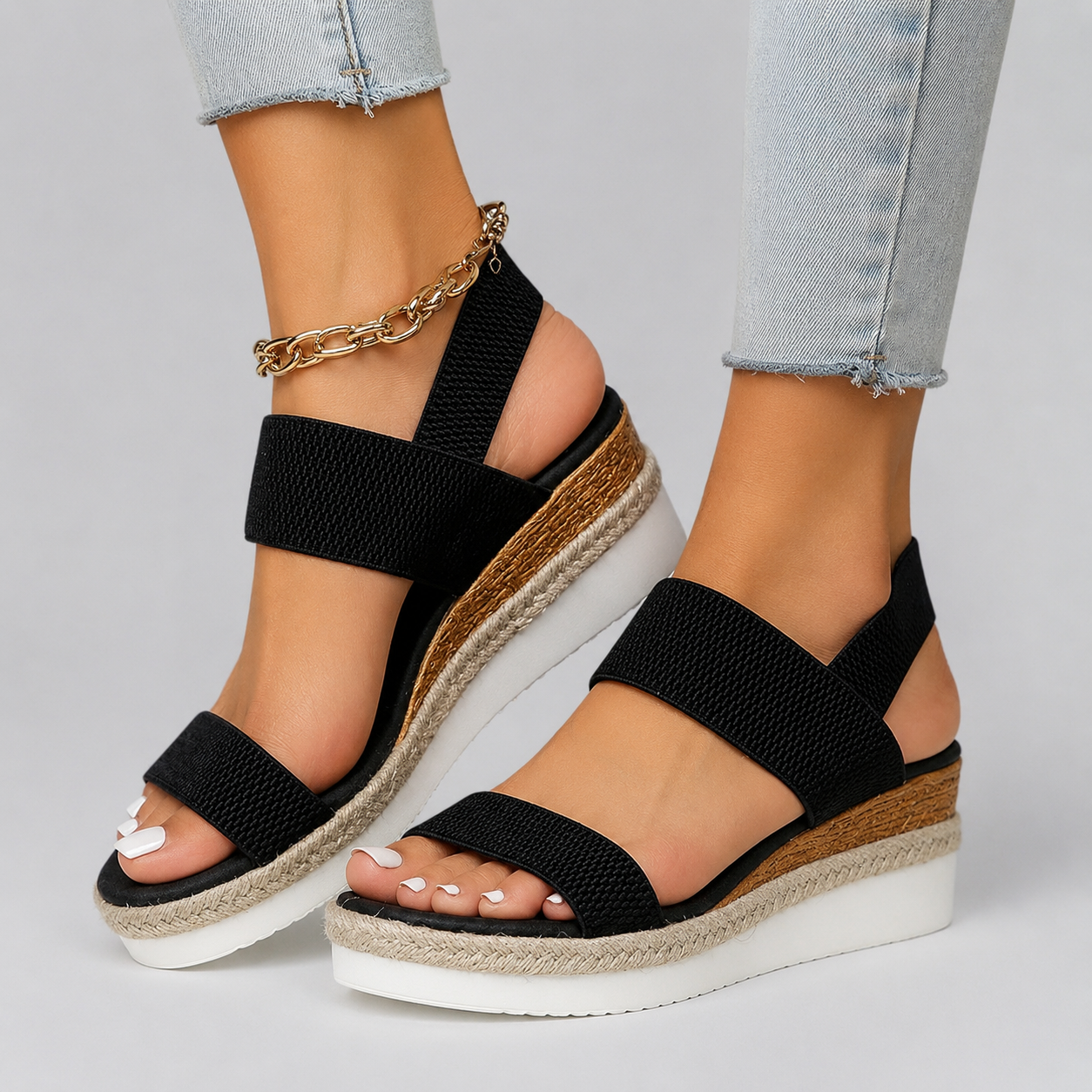 Platform espadrille-sandaler til kvinder