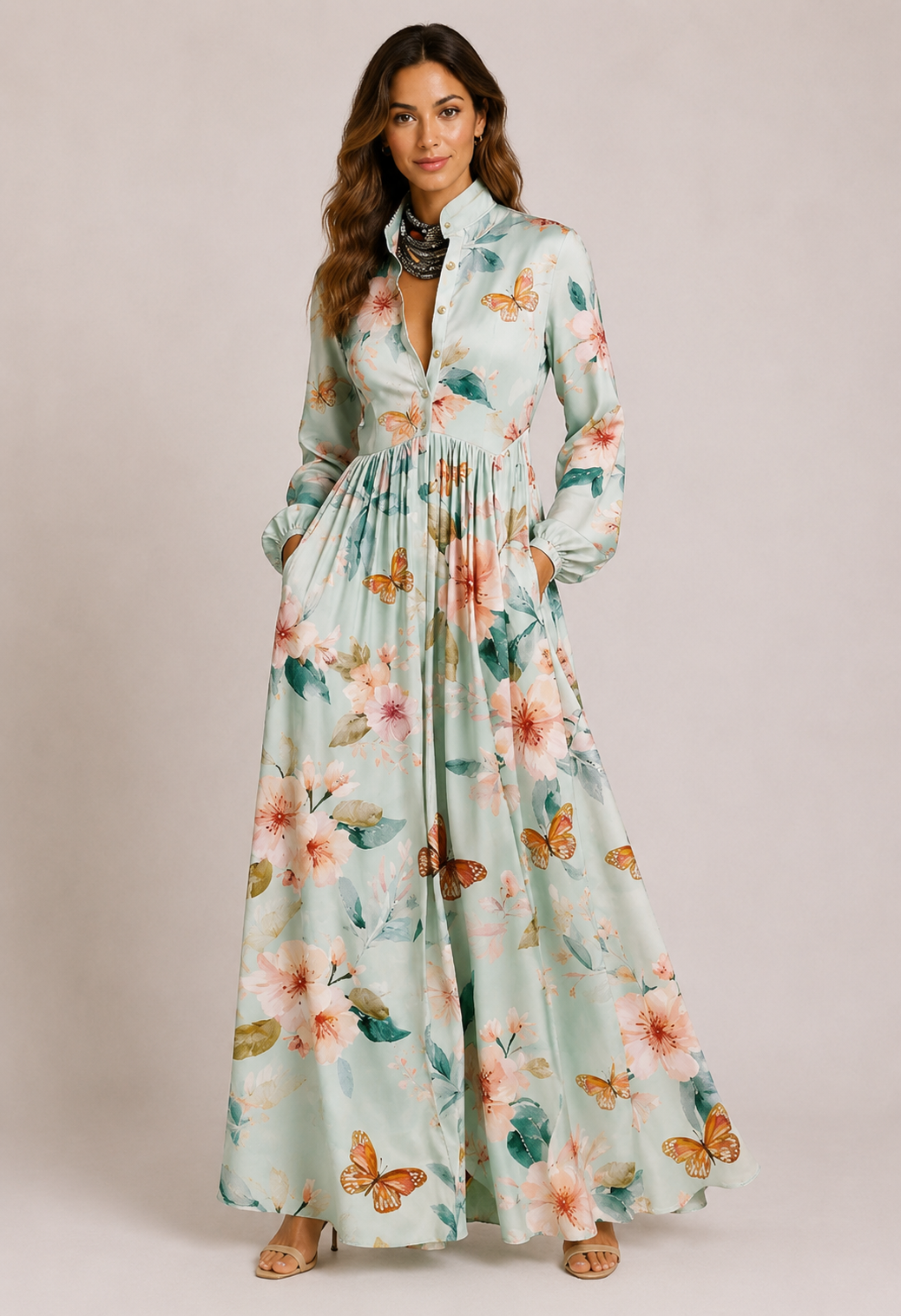 Abito lungo floreale da donna per occasioni estive