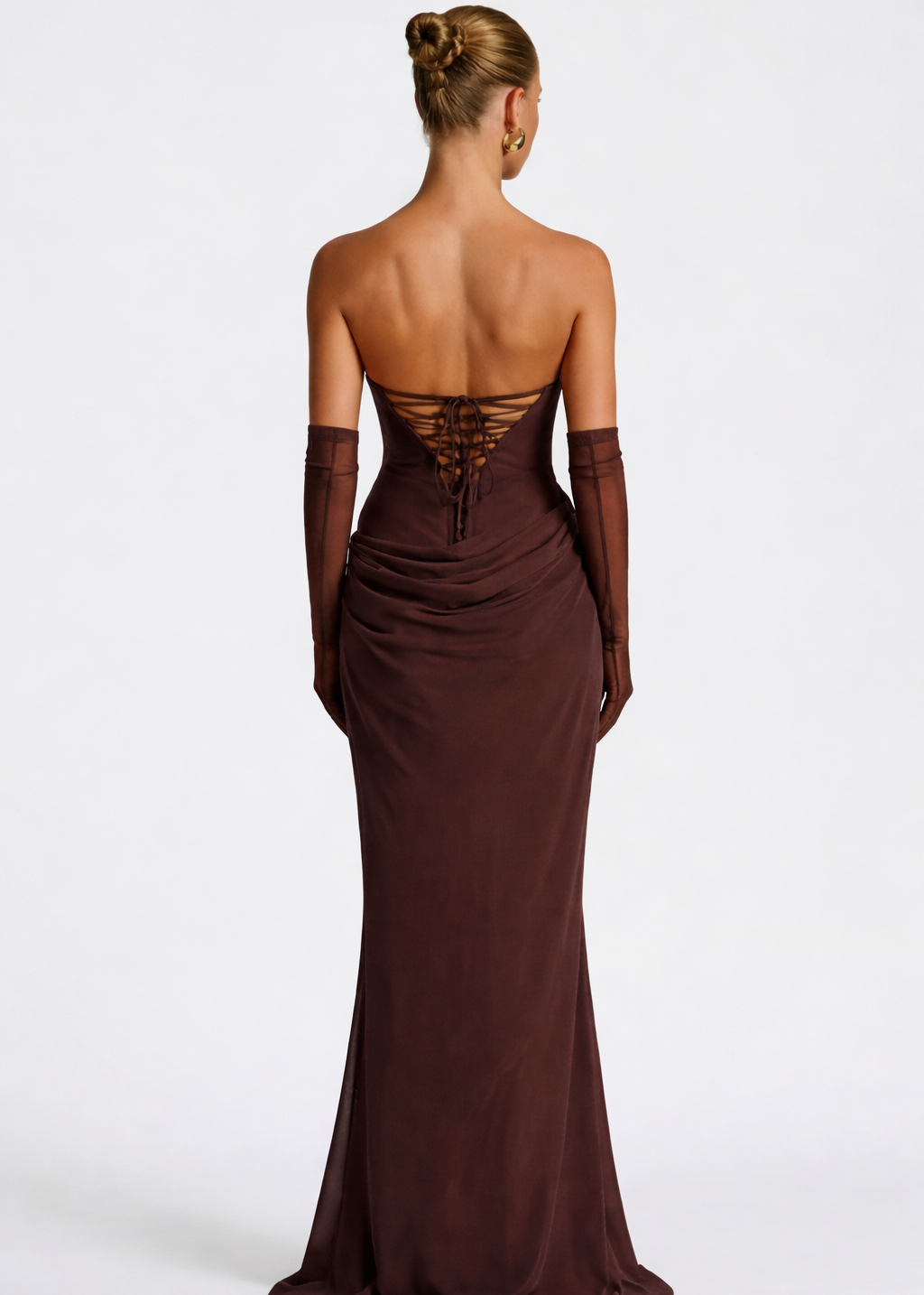 Vestido de noite maxi drapeado para mulher