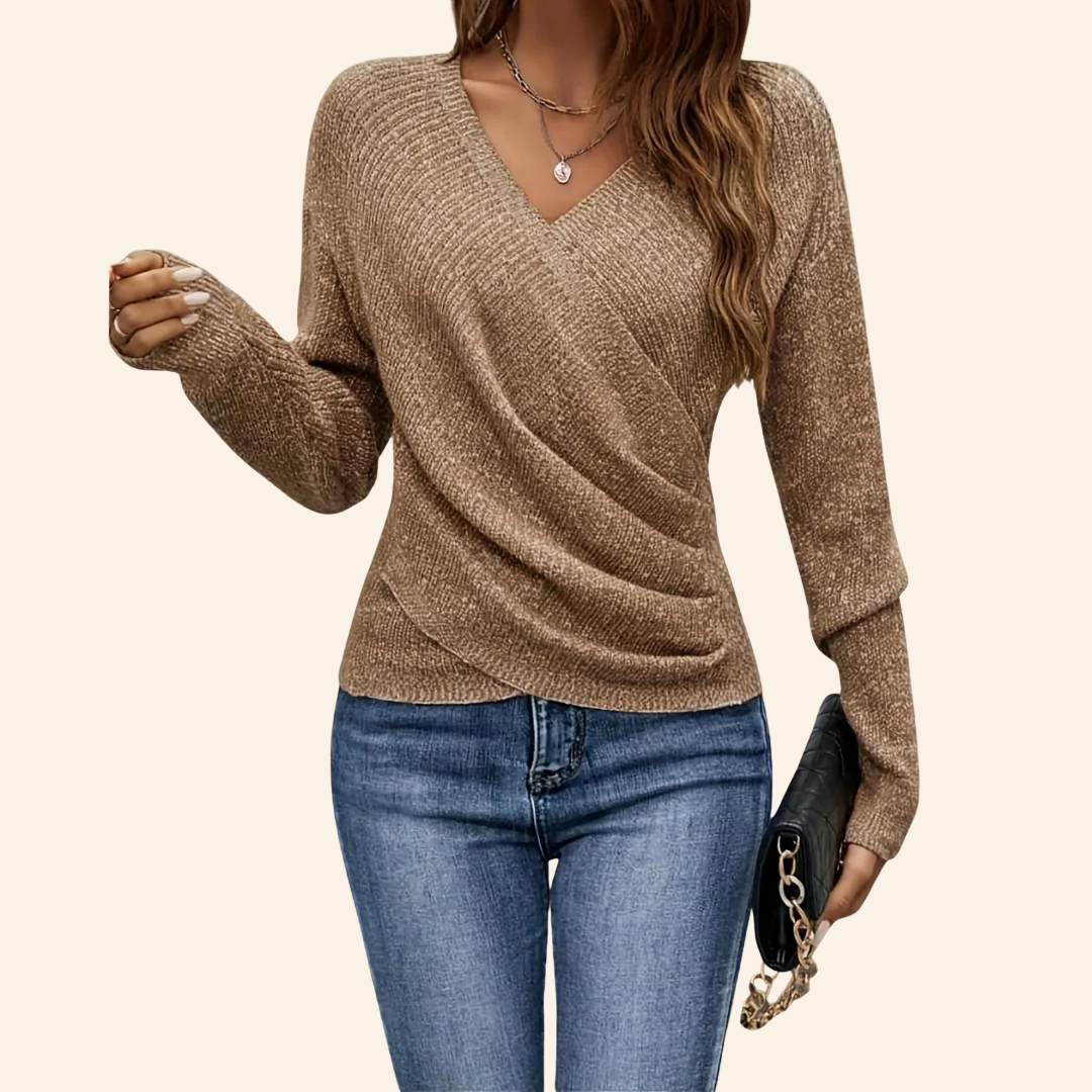 Civara | Donna Top Avvolgente Scollo a V Beige