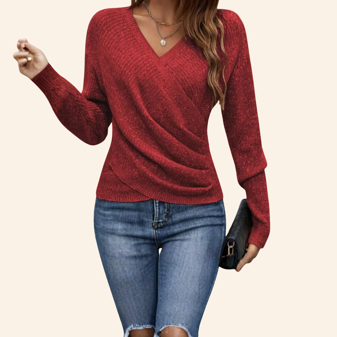 Civara | Donna Top Avvolgente Scollo a V Rosso