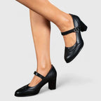 Clara | Scarpe Mary Jane Donna Primavera Tacco a Blocco Brogue Pelle