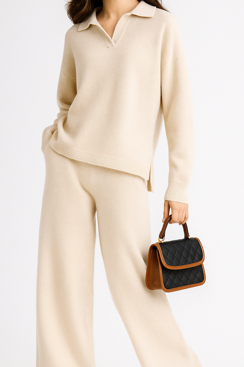 Completo Donna in Maglia con Maglia e Pantaloni | Elena Beige