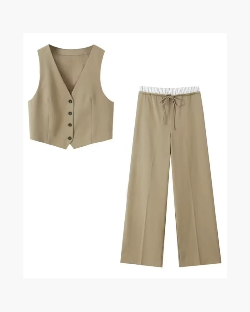 Completo da Donna con Gilet e Pantaloni | Isabella Kaki