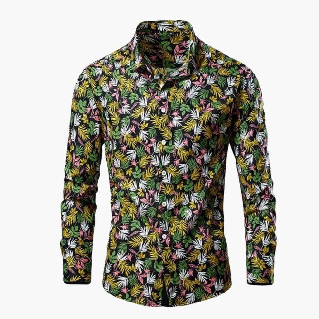 Corin | Camicia Da Uomo A Maniche Lunghe Con Bottoni E Motivo Floreale Verde