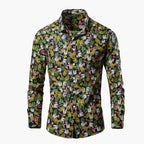 Corin | Camicia Da Uomo A Maniche Lunghe Con Bottoni E Motivo Floreale Verde