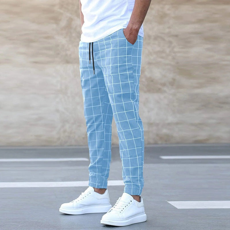 Cortina | Pantaloni Jogger A Quadri Azzurro