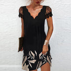 Robe de cocktail élégante pour femme avec encolure festonnée