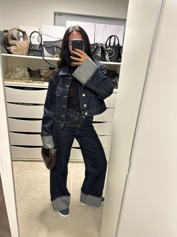 Diana | Donna Completo Denim Con Jeans Gamba Larga e Giacca 6