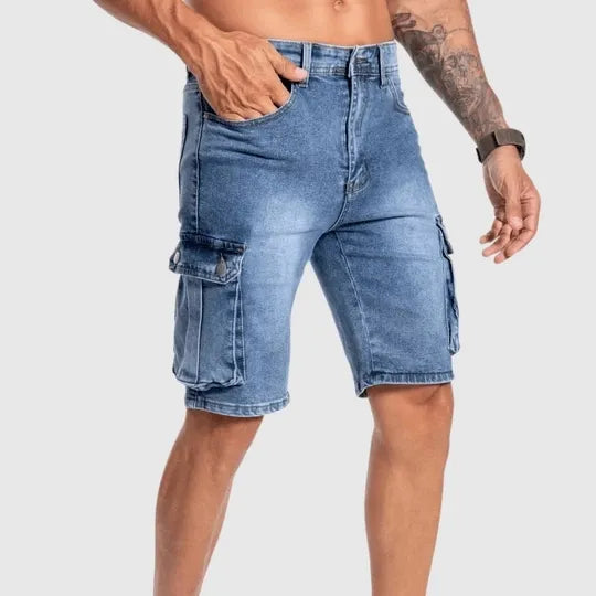 Dino | Pantaloncini Cargo Denim Con Tasche Laterali
