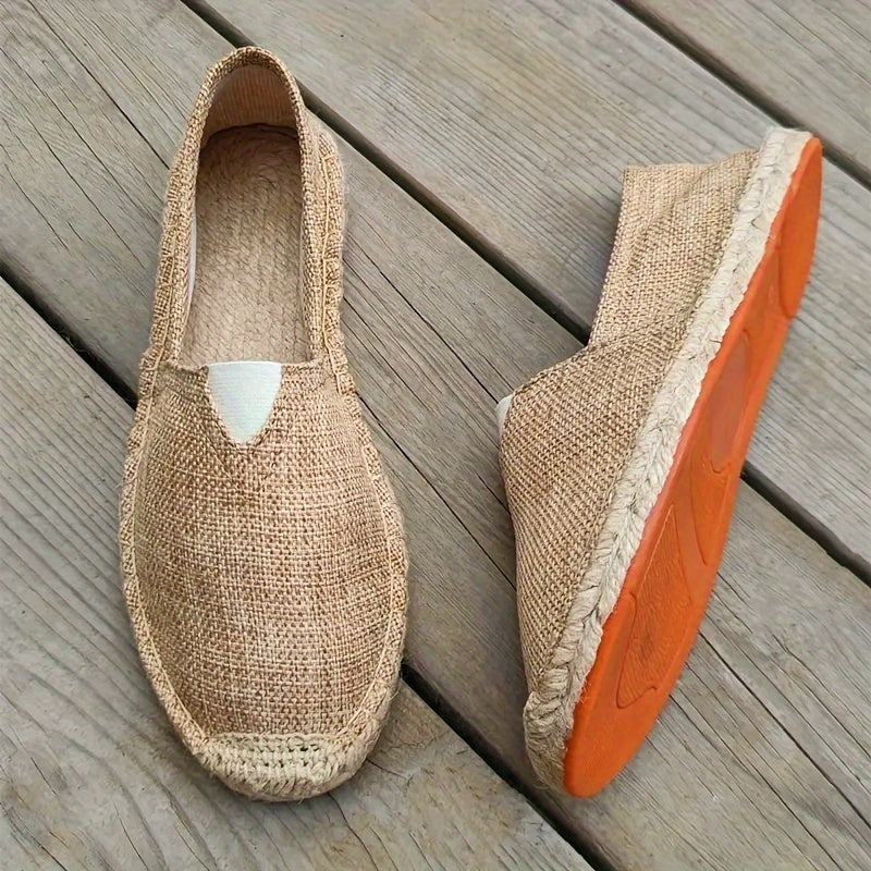 Elena | Donna Espadrillas Slip-On Piatta Tomaia Tessuta Marrone