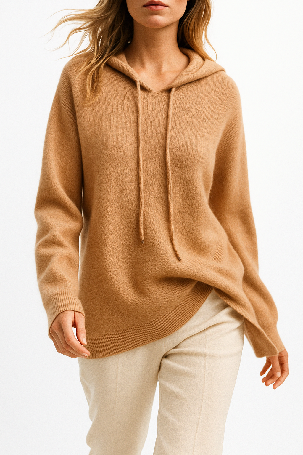 Felpa in Maglia con Cappuccio per Donna | Elise Marrone