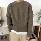 Maglione Cotone Struttura a Coste Per Uomo | Fynara Marrone
