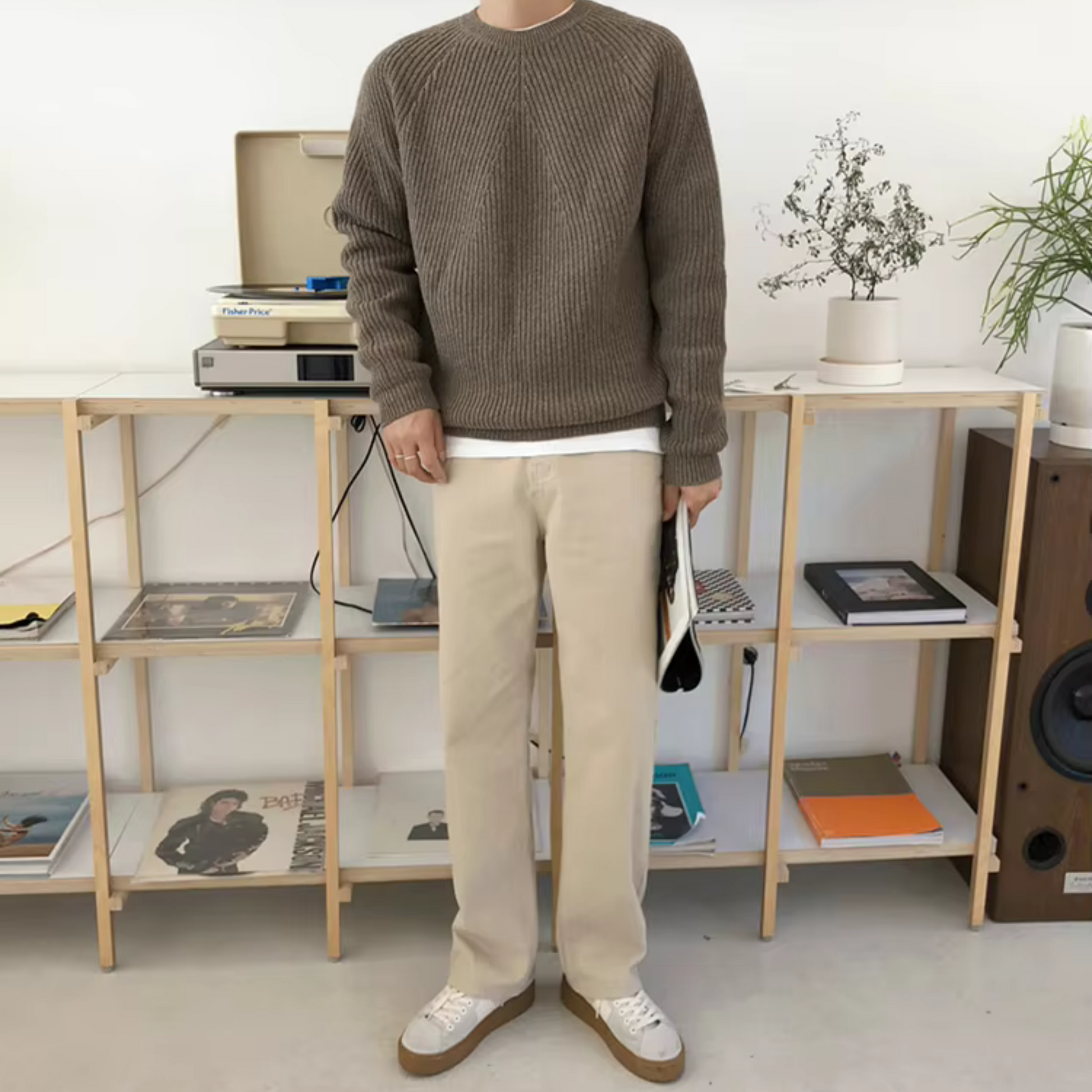 Maglione Cotone Struttura a Coste Per Uomo | Fynara