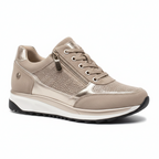 Sneakers con zeppa piattaforma da donna con zip laterale e dettagli in strass