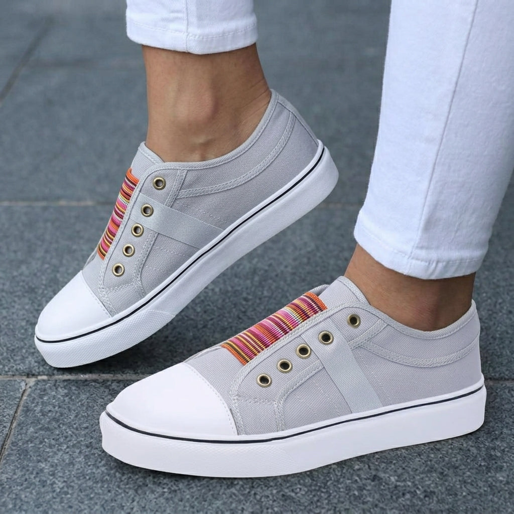 Women's Slip-On Slip-Resistant Canvas Sneakers with Laceless Design