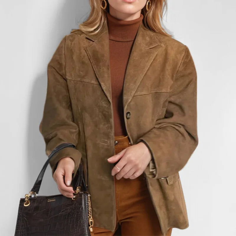 Giacca Blazer Donna in Velluto a Coste con Tasche e Bottoni | Giorgia Nero