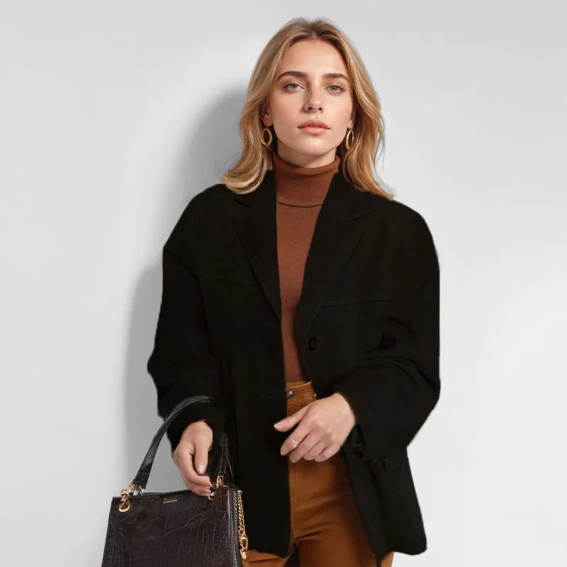 Giacca Blazer Donna in Velluto a Coste con Tasche e Bottoni | Giorgia Blu Navy
