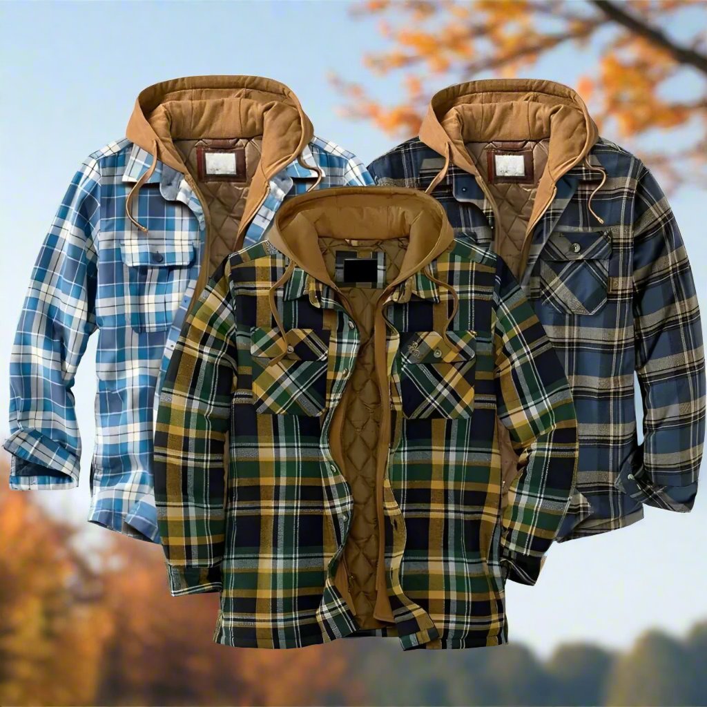 Giacca Calda Con Cappuccio A Quadri Per Uomo | Varnel