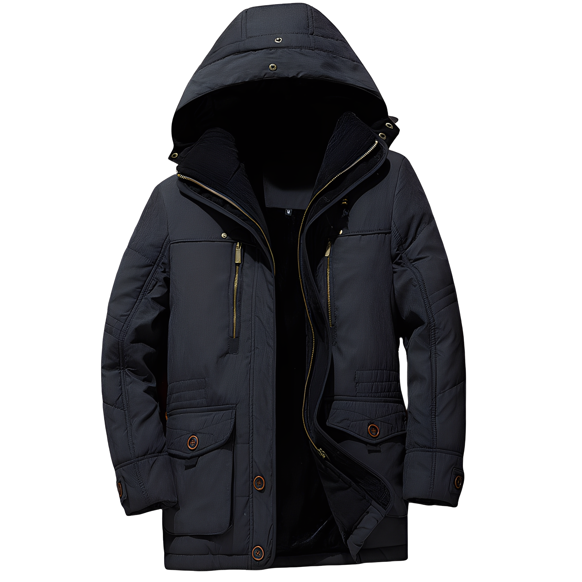 Giacca Moderna Con Cappuccio Per Uomo | Flaren Nero