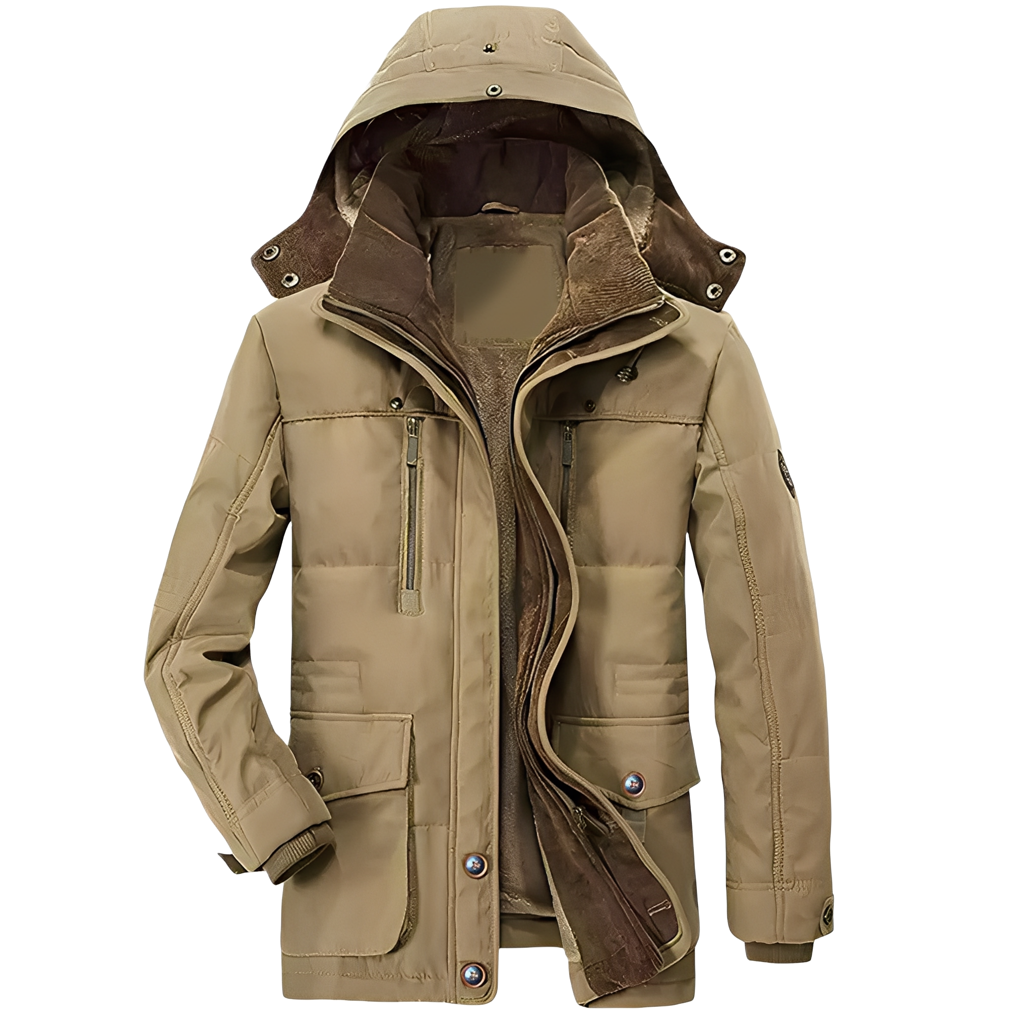 Giacca Moderna Con Cappuccio Per Uomo | Flaren Khaki chiaro