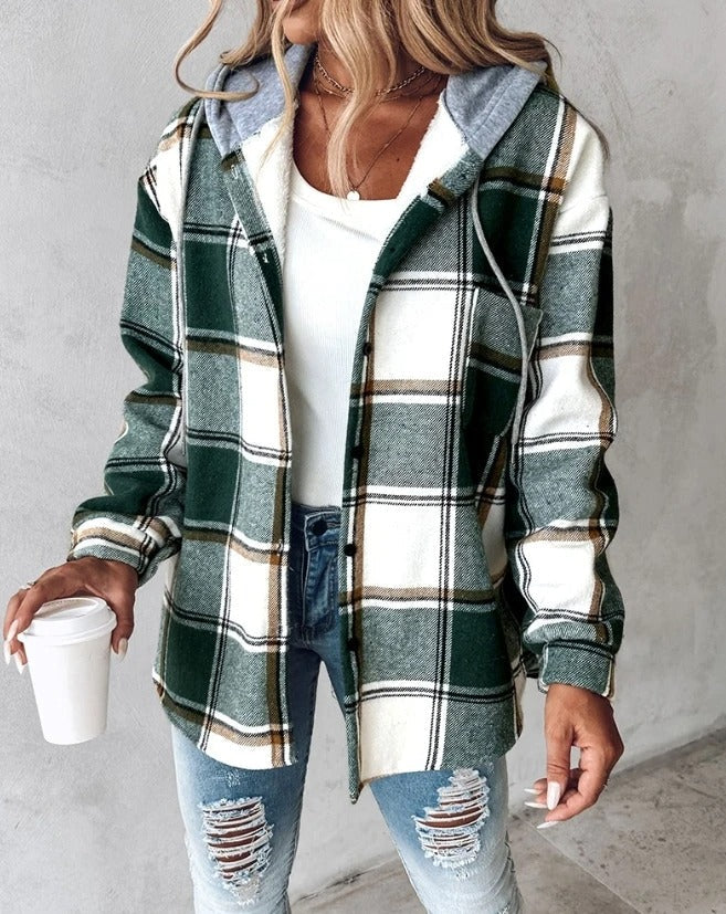 Giacca in Flanella a Quadri con Cappuccio per Donna | Eliana Verde