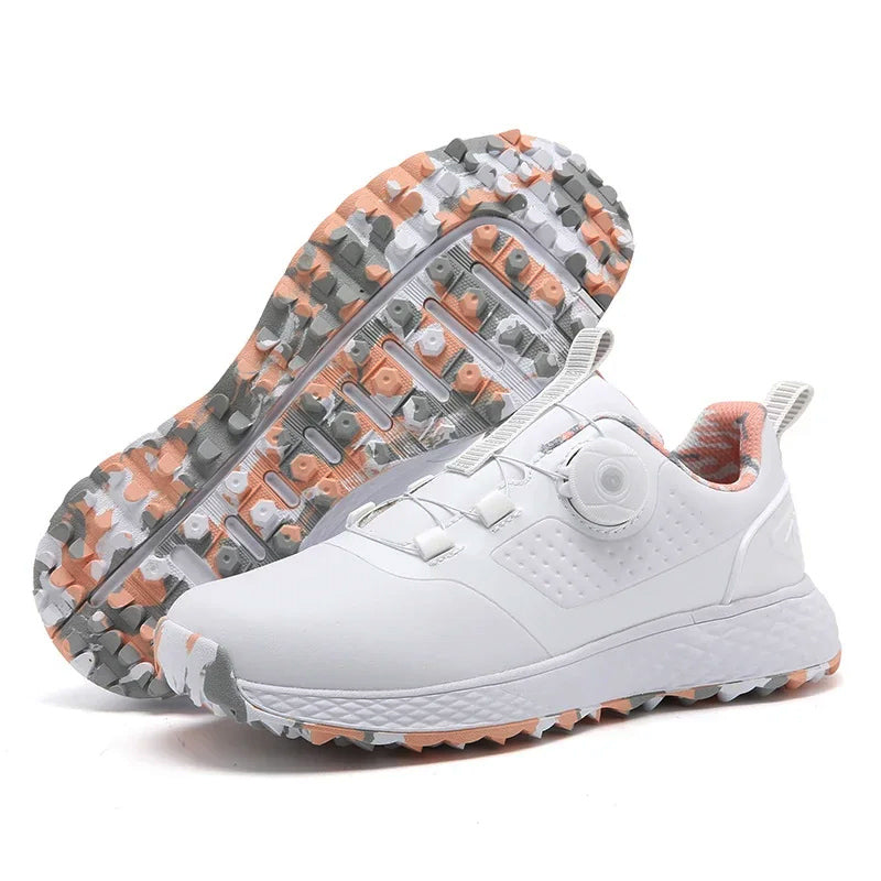 Gianni | Uomo Scarpa da Golf Lacci a Rotella Suola Chiodata Rosa
