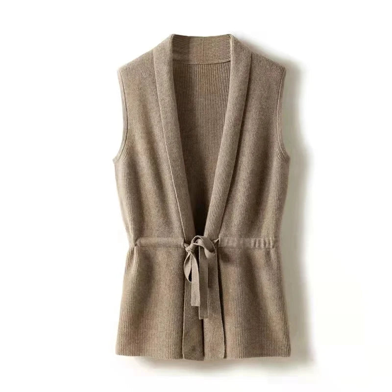 Gilet Senza Maniche in Maglia con Cintura da Donna | Elena Camello