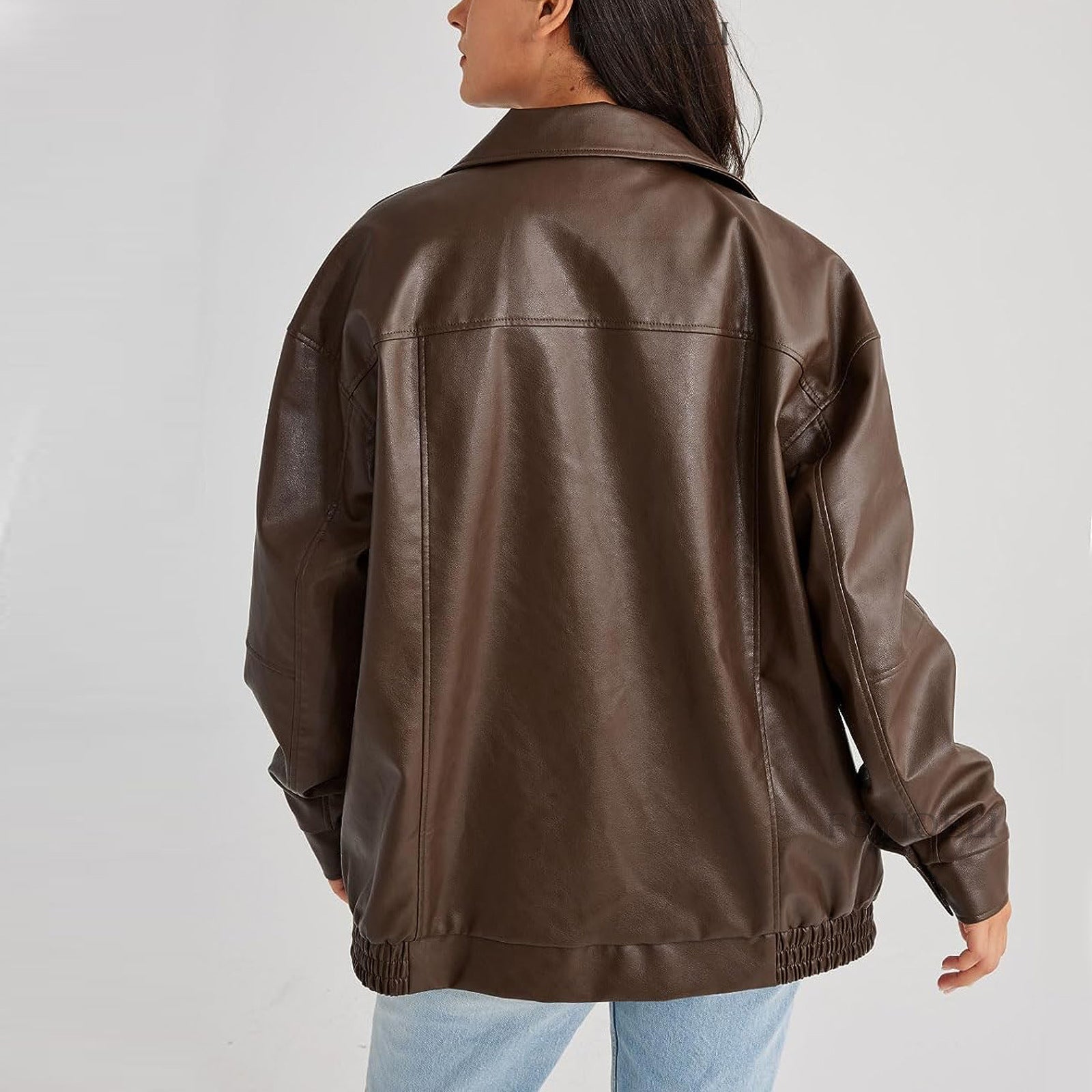 Giovanna | Donna Giacca Bomber Ecopelle Oversize Colletto a Revers 4