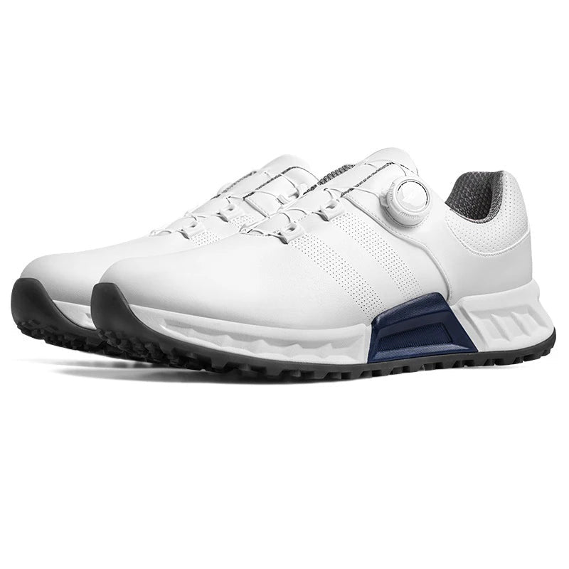 Giulio | Uomo Scarpa da Golf Lacci a Rotella Impermeabile Antiscivolo Bianco 2