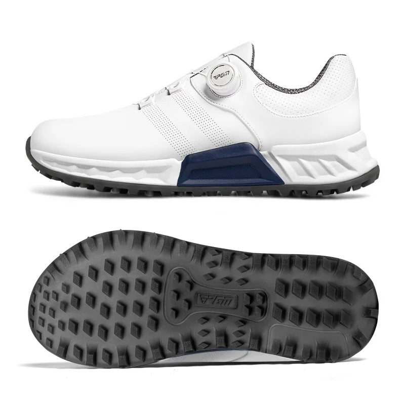 Giulio | Uomo Scarpa da Golf Lacci a Rotella Impermeabile Antiscivolo Bianco 3