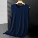 Givor | Gilet Estivo Leggero in Maglia di Seta Blu Navy
