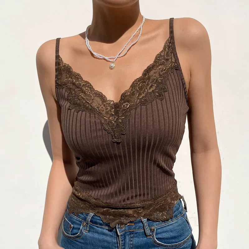 Gocca | Canottiera in Pizzo con Scollo a V