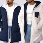 Havro | Giacca Reversibile con Cappuccio Bianco Blu