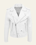 Jake | Giacca da Uomo in Similpelle Moto Biker con Cintura Bianco