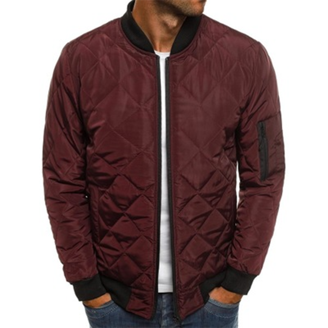 James | Giacca Bomber da Uomo Trapuntata Diamond Zip Frontale Bordeaux