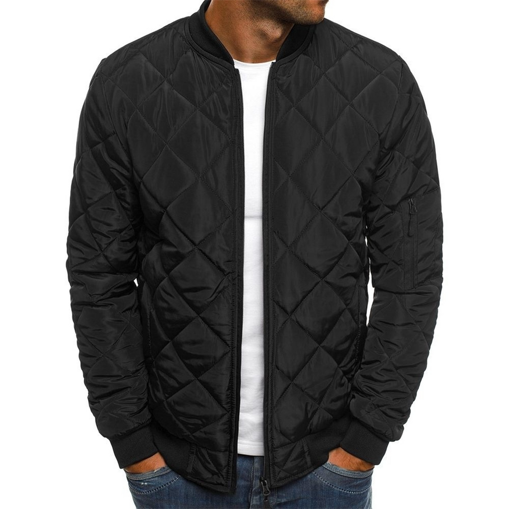 James | Giacca Bomber da Uomo Trapuntata Diamond Zip Frontale Nero