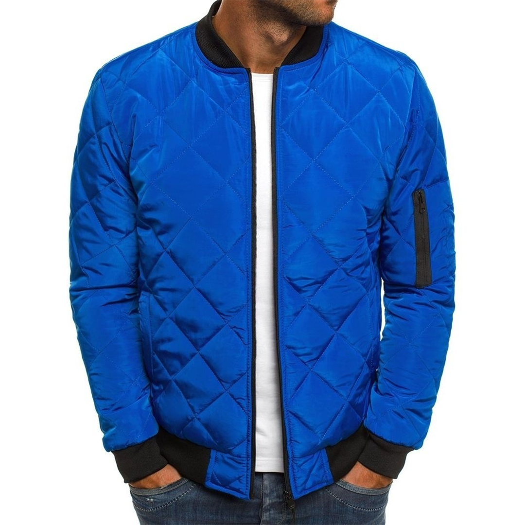 James | Giacca Bomber da Uomo Trapuntata Diamond Zip Frontale Blu reale
