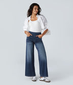 Jenny | Donna Jeans Gamba Larga Vita Alta Pull-On Elasticizzati
