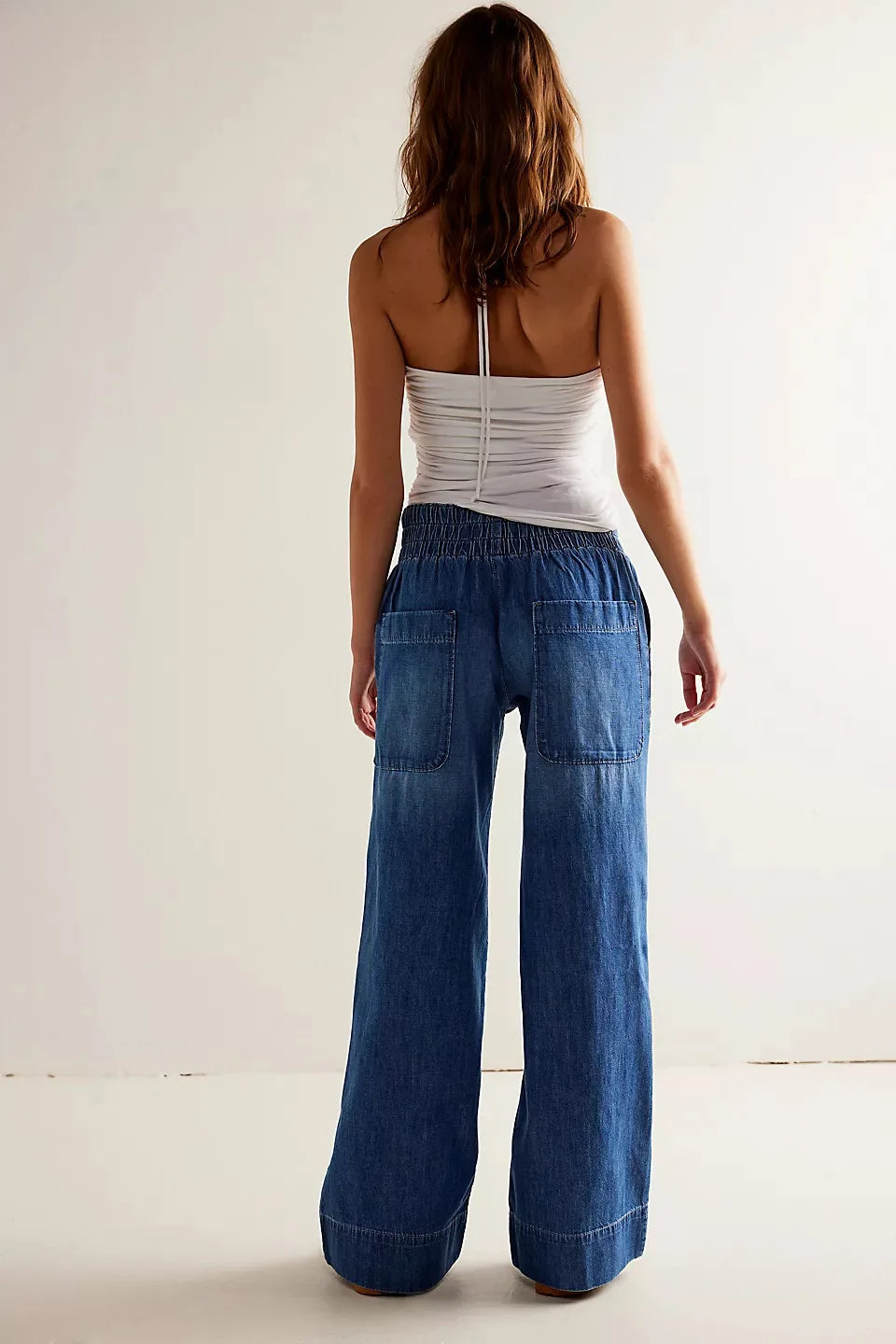 Julia | Donna Jeans a Gamba Larga Vita Alta Tasche Applicate 6