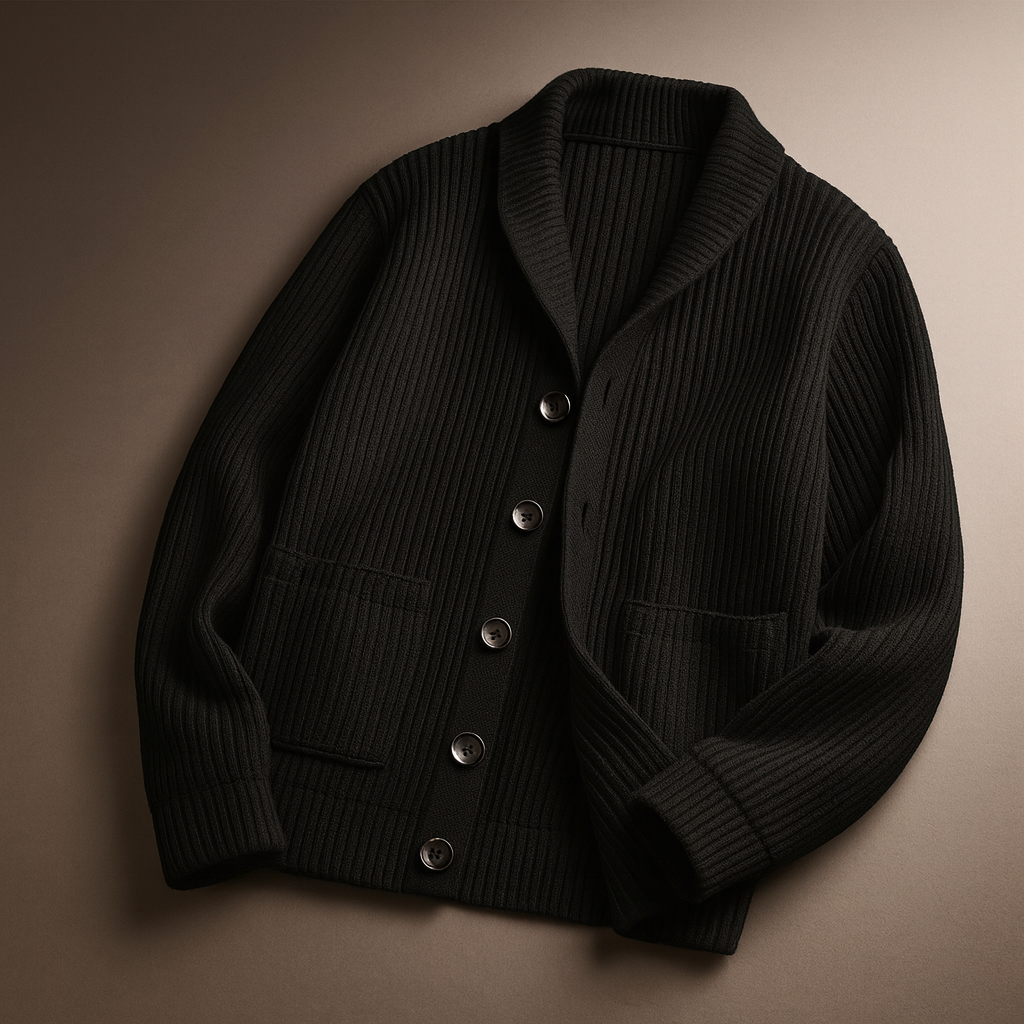 Maglione Button-Up In Misto Lana Per Uomo | Kelvyn Nero