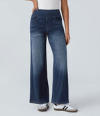 Lento | Jeans Elasticizzati a Gamba Larga Blu