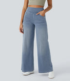 Lento | Jeans Elasticizzati a Gamba Larga Azzurro